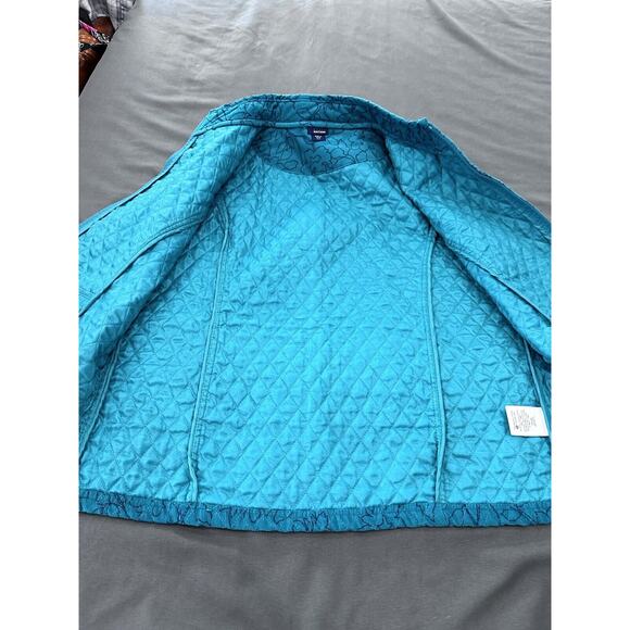 VTG Basic Editions Women's Quilted Corduroy Jacket Vest Size M Teal Floral - Picture 7 of 16
